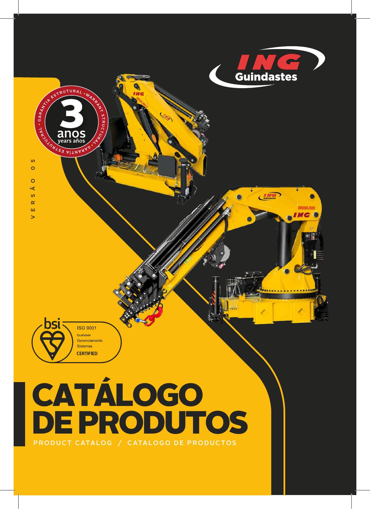 Capa do catálogo de produtos ING Guindastes 2026
